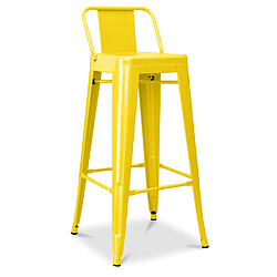 ICONIK INTERIOR Tabouret de bar avec dossier - Design industriel - 76cm - Nouvelle édition - Stylix Jaune 