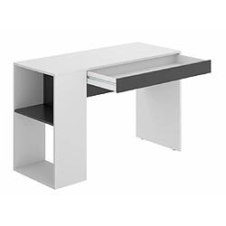 Pegane Bureau 1 tiroir coloris blanc/graphite - Longueur 115 x Profondeur 40 x Hauteur 74 cm