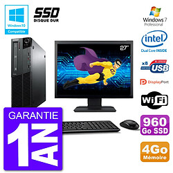 PC Lenovo M82 SFF Ecran 27" G640 RAM 4Go SSD 960Go Graveur DVD Wifi W7 · Occasion 