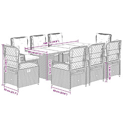 vidaXL Ensemble à manger de jardin et coussins 9 pcs beige Poly rotin pas cher