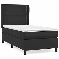 Maison Chic Structures de lit + matelas,Lit à sommier tapissier avec matelas Noir 100x200 cm Similicuir -MN57817