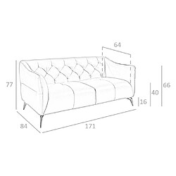 Angel Cerda Canapé 2 places en cuir avec capitonné pas cher