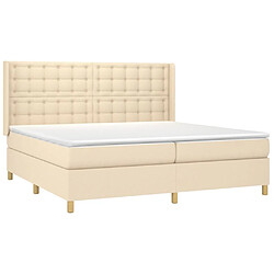 Acheter Maison Chic Lit adulte- Lit + matelas + LED,Sommier à lattes de lit matelas et LED Crème 200x200 cm Tissu -GKD81772