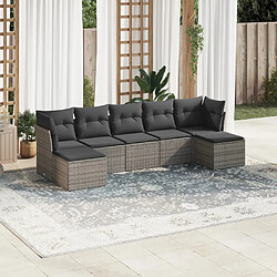 vidaXL Salon de jardin avec coussins 7 pcs gris résine tressée 