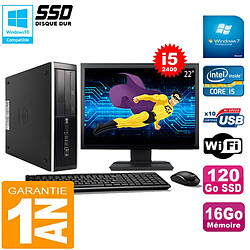 PC HP Compaq Pro 6300 SFF I5-2400 16Go 120Go SSD Graveur DVD Wifi W7 Ecran 22" - Occasion