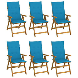 Maison Chic Lot de 6 Chaises pliables d'extérieur avec coussins | chaises de jardin | Fauteuil Relax Bois d'acacia -GKD53709