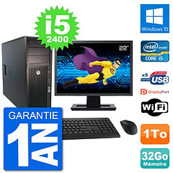 PC Tour HP Z210 Ecran 22" Intel i5-2400 RAM 32Go Disque Dur 1To Windows 10 Wifi - Occasion