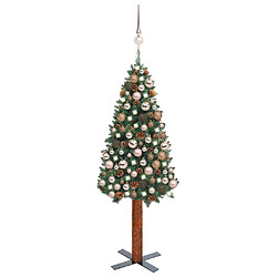 vidaXL Sapin de Noël mince pré-éclairé et boules vert 150 cm PVC 