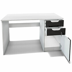 Acheter Mpc Bureau Avec 2 Tiroirs Et D’une Porte, Blanc Mat/gris Haute Brillance (129 X 76 X 60 Cm)