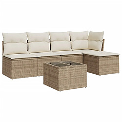 vidaXL Salon de jardin avec coussins 6 pcs beige résine tressée