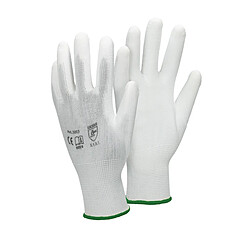 ECD Germany 4 paires de Gants de travail en PU, taille 11-XXL, couleur blanc, gants de mécanicien en nylon gants de jardin 