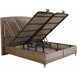 Acheter Vivenla Ensemble de lit coffre 180x200 en velours taupe avec un matelas à ressorts ensachés 7 zones de confort de la collection MILANO