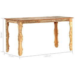 Avis vidaXL Table de salle à manger 140x70x76cm Bois de récupération massif