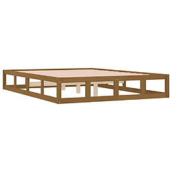 Avis vidaXL Cadre de lit sans matelas marron miel 135x190 cm bois massif