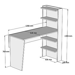 Acheter Toilinux Bureau en mélaminé avec étagères L.120xH.130cm - Marron noix et Blanc