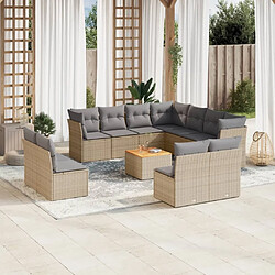 Maison Chic Salon de jardin avec coussins 12 pcs | Ensemble de Table et chaises | Mobilier d'Extérieur beige résine tressée -GKD15299