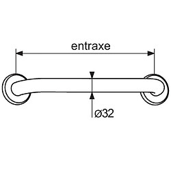 Delabie - Barre d'appui droite Ø 32 mm 300mm
