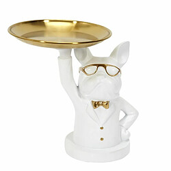 Paris Prix Statuette & Vide-Poche Bulldog II 21cm Blanc