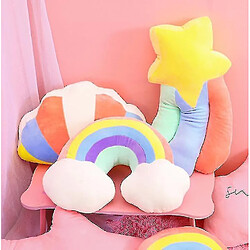 Universal Poupée d'oreiller en peluche en peluche arc-en-ciel, coussin doux