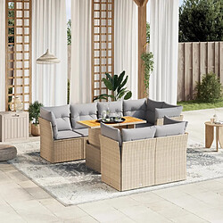 vidaXL Salon de jardin avec coussins 8 pcs beige résine tressée 