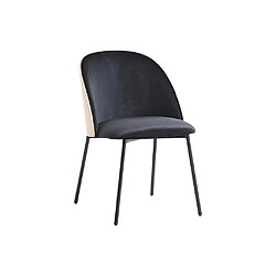 Acheter Vente-Unique Lot de 2 chaises en velours et métal - Noir et Naturel clair - MIJENIA