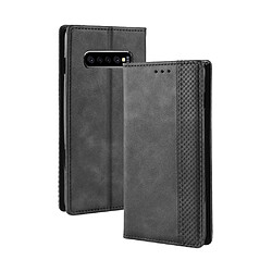 Etui en PU style vintage noir pour votre Samsung Galaxy S10 Plus