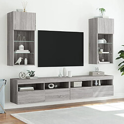 Avis Maison Chic Meuble TV avec lumières LED, Banc TV pour salon, Meuble de rangement sonoma gris 40,5x30x90 cm -GKD82540