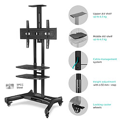 Acheter ONKRON Support TV Mobile sur Roulettes pour 40" - 70" TVs, Chariot TV Support Roulant Poids jusqu'à 45,5 kg - Meuble TV Sur Roulettes VESA 100x100 - VESA 600x400 mm/Support TV Roulettes TS1552-B Noir