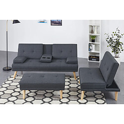 Acheter Concept Usine Canapé scandinave convertible et modulable 5 places en tissu gris STOCKHOLM