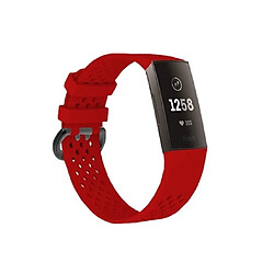 Shot Bracelet Sport pour FITBIT Charge 4 Taille L 105-133mm Grand Poignet Silicone (ROUGE) 