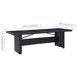 Acheter vidaXL Table de jardin Noir 240x90x74 cm Résine tressée et verre