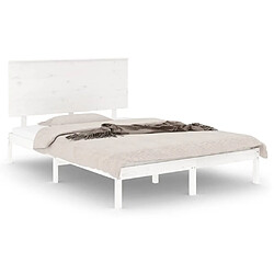 Maison Chic Lit Moderne Chambre - Cadre/structure de lit pour adulte Blanc Bois de pin massif 120x200 cm -MN51550