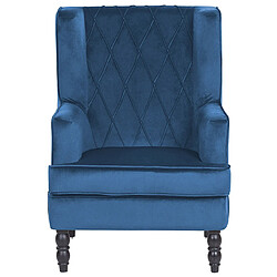 Beliani Fauteuil Velours Bleu foncé SANDSET pas cher