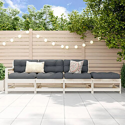 vidaXL Salon de jardin 4 pcs blanc bois de pin massif 