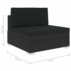 Acheter vidaXL Siège central sectionnel 1 pc et coussins Résine tressée Noir