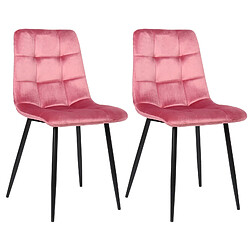 Decoshop26 Lot de 2 chaises de salle à manger en velours rose pieds métal noir mat style moderne CDS101103 