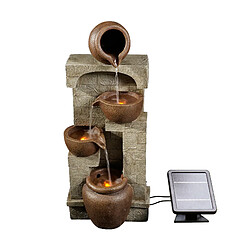 Teamson Home Fontaine de jardin cascade énergie solaire effet pierre amphore batterie et LED marron Peaktop PT-SF0001