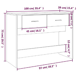 vidaXL Table console Chêne sonoma 100x39x75 cm Bois d'ingénierie pas cher