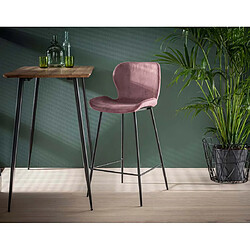 Lisa Design Basti - lot de 4 tabourets de bar - en velours rose