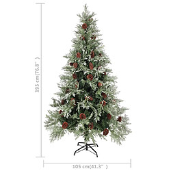 vidaXL Sapin de Noël pré-éclairé pommes de pin vert blanc 195cm PVC PE pas cher