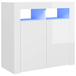 Maison Chic Buffet commode,console avec lumières LED pour rangement blanc brillant 80x35x75 cm -MN38022