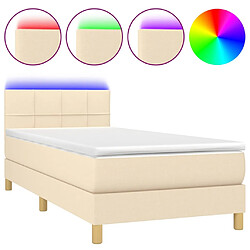 vidaXL Sommier à lattes de lit avec matelas LED Crème 100x200 cm Tissu