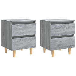 Maison Chic Lot de 2 Tables de chevet,Table de nuit,Table d'appoint pour salon pieds en bois - Sonoma gris 40x35x50 cm -MN41060