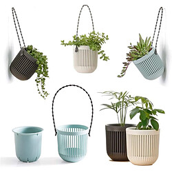 BESTA Lot de 3 pots de fleurs succulentes en deux parties de 8,9 cm avec drainage, poignée amovible flexible, pots de fleurs, petits pots de fleurs pour mini plantes suspendues au mur ou à la fenêtre. 