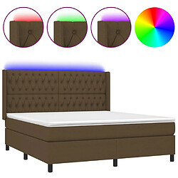 vidaXL Sommier à lattes de lit matelas et LED Marron foncé 180x200cm