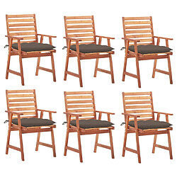 Maison Chic Lot de 6 Chaises à dîner d'extérieur avec coussins | Fauteuil chaises à manger d'extérieur Acacia massif -GKD75660