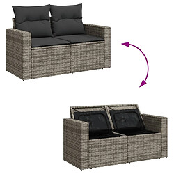 Avis vidaXL Salon de jardin avec coussins 7 pcs gris résine tressée