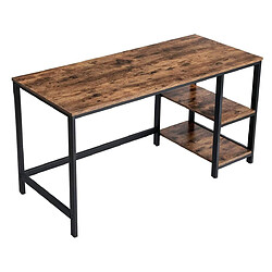 Helloshop26 Bureau avec rangement table d ordinateur avec 2 étagères réversibles poste de travail pour télétravail salon cadre en acier style industriel 140 cm marron rustique et noir 12 0001282 