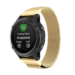 Wewoo Bracelet pour montre connectée Garmin Fenix 5 Milan Metal en acier inoxydable métaltaille 22 mm doré 