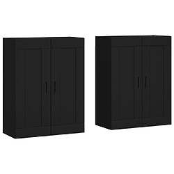 Maison Chic Lot de 2 Armoires murales,Meuble de Rangement,Armoire Suspendue noir bois d'ingénierie -MN63153